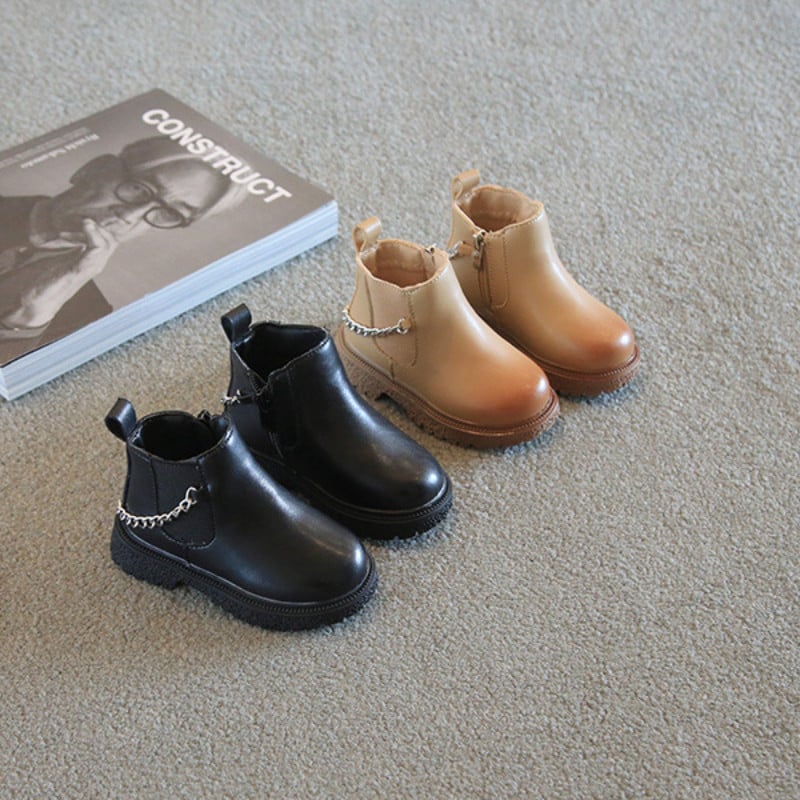 Dievčenské čižmy, nové jesenné a zimné chlapčenské členkové čižmy s retiazkou v britskom štýle, detské kožené čižmy, módne detské tenisky, topánky