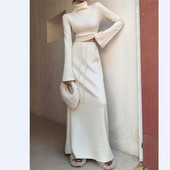 Kaheosalised naiste turtleneck, pikkade varrukatega topp ja maxi seelikukomplektid Naiste suvised vabaaja Bodycon-seelikukomplektid 2023. aasta tänavarõivad