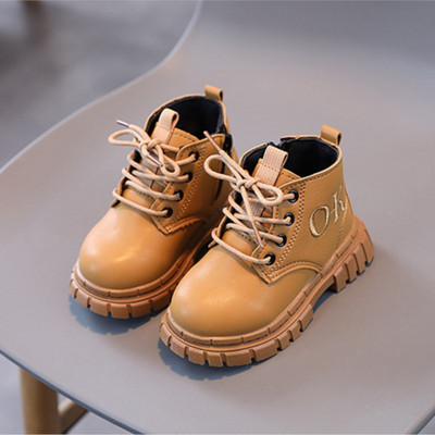 CAPSELLA KIDS Φθινοπωρινές χειμερινές μπότες μόδας για κορίτσια Κοντές μπότες για αγόρια Δερμάτινα μποτάκια νήπια κίτρινα παπούτσια Αθλητικά 21-36