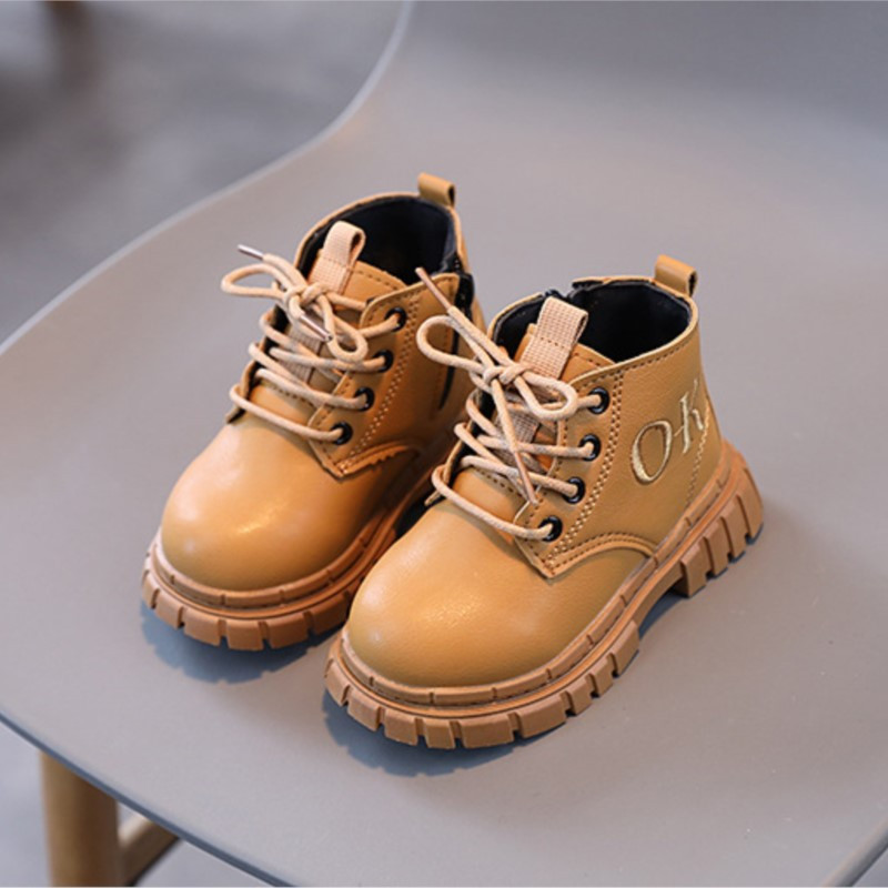 CAPSELLA KIDS Φθινοπωρινές χειμερινές μπότες μόδας για κορίτσια Κοντές μπότες για αγόρια Δερμάτινα μποτάκια νήπια κίτρινα παπούτσια Αθλητικά 21-36