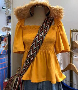 Ženska šik prekrasna slatka retro četvrtasta kragna, šifonska košulja s elastičnim strukom, ženska korejska modna odjeća, bluza kratkih rukava 1490