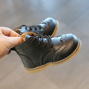 2022 Παιδικά φθινοπωρινά Unisex Κλασικές μπότες με κορδόνια Brogue Δερμάτινα παπούτσια Παιδικά κορίτσια Αγόρια Μποτάκια Αστραγάλου Μέγεθος 21-30 μπότες για κορίτσια