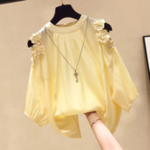 Topuri și bluze pentru femei Bluze pentru femei de vară 2020 bluză albă bluză din șifon trei sferturi cămașă pentru femei top cu umăr drăguț