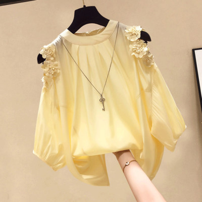 Topuri și bluze pentru femei Bluze pentru femei de vară 2020 bluză albă bluză din șifon trei sferturi cămașă pentru femei top cu umăr drăguț