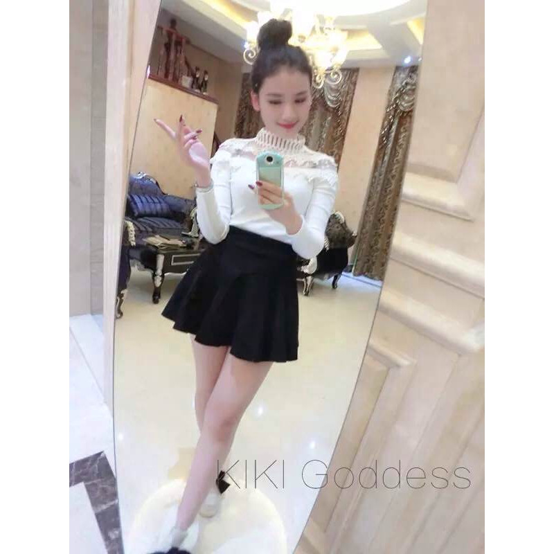 Seksi ženska pletena košulja, modne čipkaste majice, šuplja dolčevita s cvjetnim vezom, uska rastezljiva jednobojna bluza