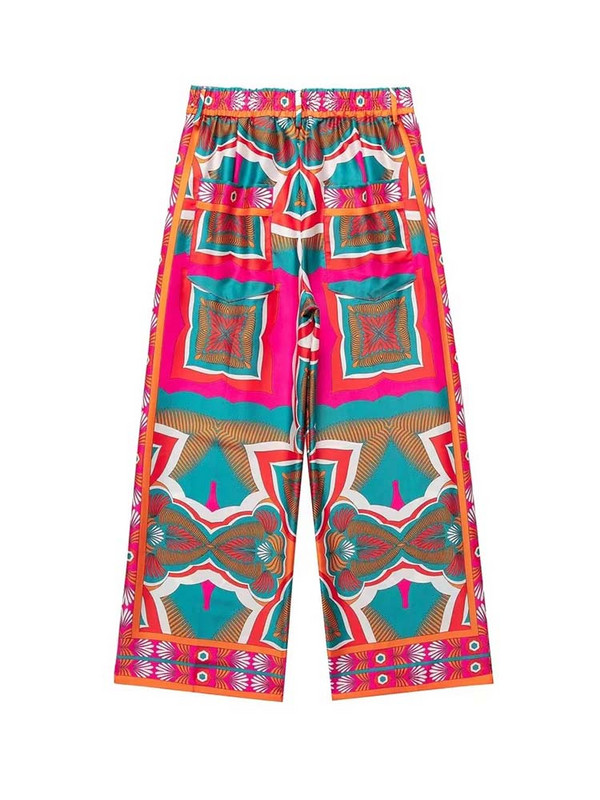 KLKXMYT TRAF Γυναικεία σετ 2 τεμαχίων 2023 Νέα μόδα μπλούζες κιμονό με εμπριμέ ζώνη με φαρδύ παντελόνι κοστούμι δύο τεμαχίων Γυναικεία ρούχα