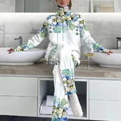 Lielizmēra topi ar bruņurupuču apkakli brīvi garu bikšu komplekts Sieviešu ielas apģērbs Ikdienas bikses divdaļīgs komplekts Sieviešu silts bikškostīms ar garām piedurknēm