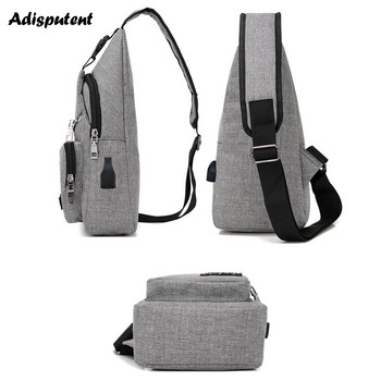 Чанта за гърдите с USB зареждане Ежедневна чанта с прашка за мъже Чанта през рамо през рамо Мъжки многофункционални чанти против кражба Спортен пакет за пътуване