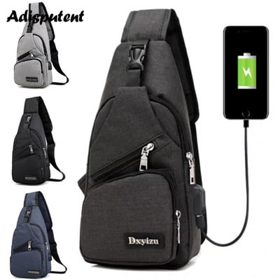 USB Charging Chest Bag Casual Sling Bag For Men Shoulder Crossbody Bag Male Anti Theft Multifunction Bags Sports Travel Pack