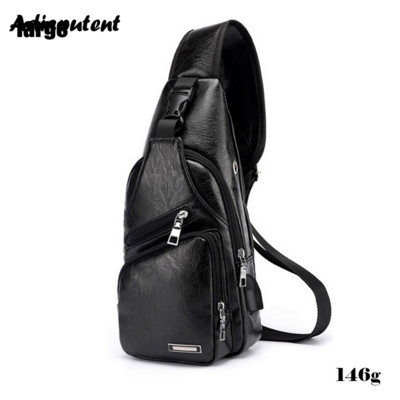 USB-töltős mellkastáska Alkalmi hevedertáska férfiaknak válltáska, férfi lopásgátló multifunkciós táskák sport utazócsomag