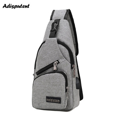 USB-töltős mellkastáska Alkalmi hevedertáska férfiaknak válltáska, férfi lopásgátló multifunkciós táskák sport utazócsomag