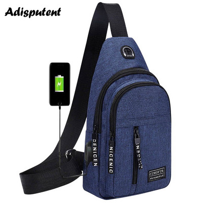 USB-töltős mellkastáska Alkalmi hevedertáska férfiaknak válltáska, férfi lopásgátló multifunkciós táskák sport utazócsomag