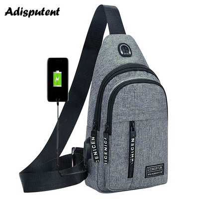 USB-töltős mellkastáska Alkalmi hevedertáska férfiaknak válltáska, férfi lopásgátló multifunkciós táskák sport utazócsomag