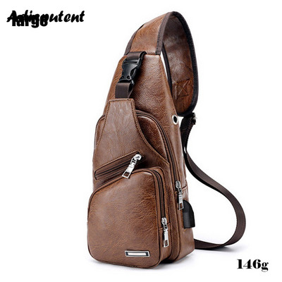 USB-töltős mellkastáska Alkalmi hevedertáska férfiaknak válltáska, férfi lopásgátló multifunkciós táskák sport utazócsomag