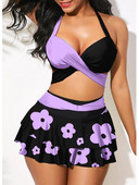 2023 Costum de baie pentru femei noi de vară Push Up 2 piese Set de bikini pentru femeie cu talie înaltă Costume de baie sport cu fustă acoperită Costum de baie