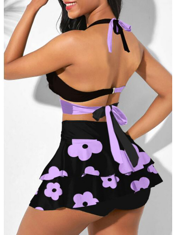 2023 Costum de baie pentru femei noi de vară Push Up 2 piese Set de bikini pentru femeie cu talie înaltă Costume de baie sport cu fustă acoperită Costum de baie