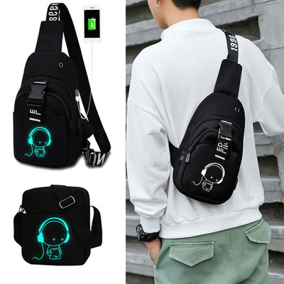 Usb ракла Fanny Pack за жени Чанта за колан Светлоотразяваща чанта за рамо през рамо Странична парти чанта за мъжка чанта за колан