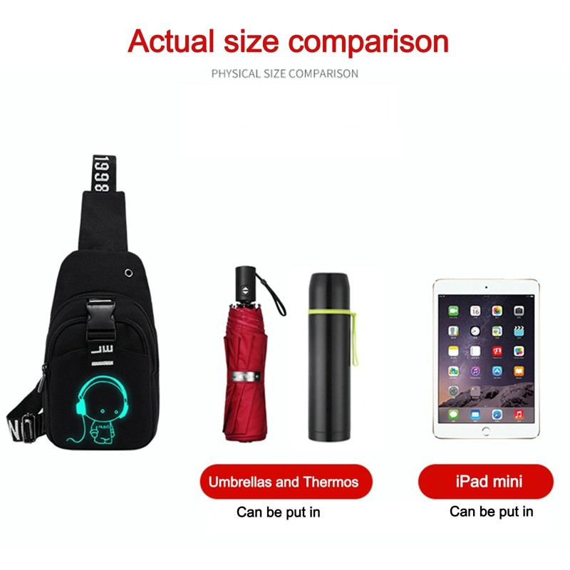 Usb škrinja Fanny Pack za žene Torba za pojas Svjetlosna reflektirajuća torba preko ramena Torba za nošenje sa strane Bočna torba za zabavu za muškarce Torbica za pojas