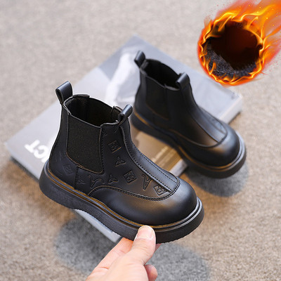 Dječje modne čizme Djevojački britanski stil Kvalitetne kožne čizme do gležnja za dječake Mekani potplat Tople plišane zimske čizme Vel. 23-36