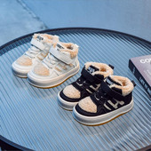 Tople cipele za dječake Jesen Zima 2023. Novi stil Velike pamučne cipele princeza za male djevojčice Britanski stil Dječja plišana ležerna cipela