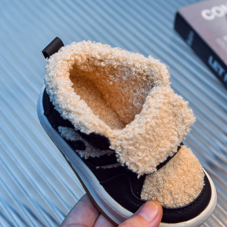 Tople cipele za dječake Jesen Zima 2023. Novi stil Velike pamučne cipele princeza za male djevojčice Britanski stil Dječja plišana ležerna cipela