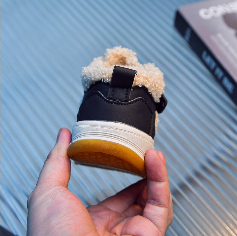 Tople cipele za dječake Jesen Zima 2023. Novi stil Velike pamučne cipele princeza za male djevojčice Britanski stil Dječja plišana ležerna cipela