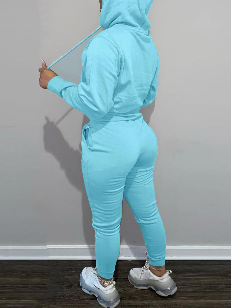 Dámska tepláková súprava LW s klokaním vreckom a sťahovacou šnúrkou, jeseň/zima, ležérna, dvojdielna, s dlhým rukávom a mikinou so sťahovacou šnúrkou