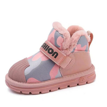 Зимни Мартин ботуши за деца PU кожени водоустойчиви ботуши за сняг Корейски стил пачуърк Тенденция Модни обувки за момчета и момичета