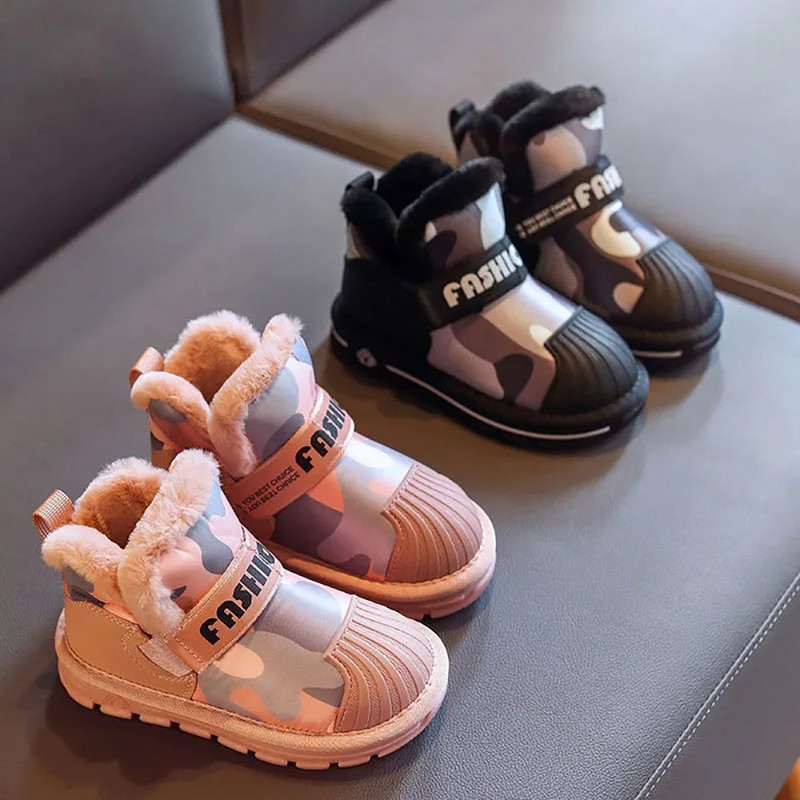 Χειμερινές μπότες Martin για παιδιά PU Δερμάτινες αδιάβροχες μπότες για το χιόνι Κορεατικό στυλ Συνονθύλευμα μόδας για αγόρια παπούτσια για κορίτσια