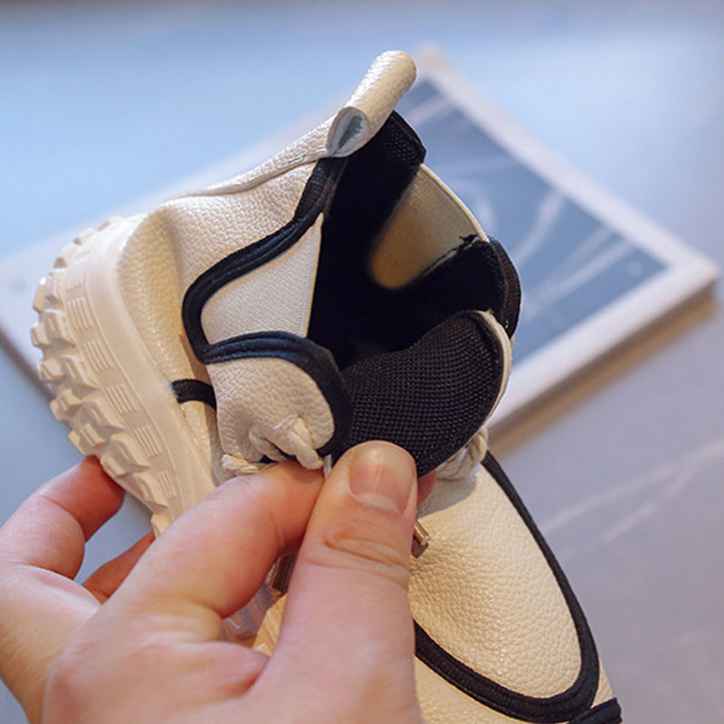 Modne obrubljene cipele od umjetne kože, dječje djevojčice, jesen, zima, zgodne gležnjače za djecu, dječake, tenisice s mekim dnom F08252