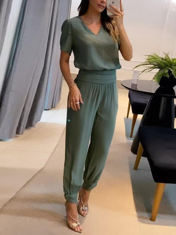 Elastické nohavice s pásom do pása, dámske potlačené oblečenie, letné elegantné kancelárske slim nohavice, súprava, ležérne topy a nohavice, dvojdielna súprava