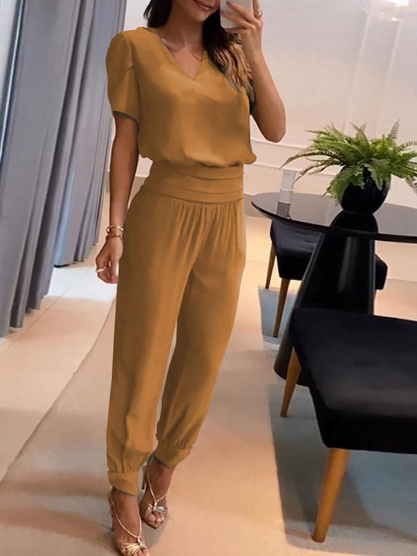 Elastické nohavice s pásom do pása, dámske potlačené oblečenie, letné elegantné kancelárske slim nohavice, súprava, ležérne topy a nohavice, dvojdielna súprava