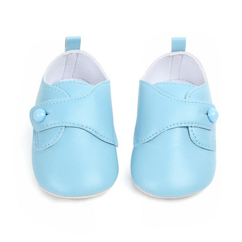 Обувки за новородено момче Кожени мокасини за малко дете First Walker Ежедневни мокасини с копчета Детски плътни обувки за учене на ходене
