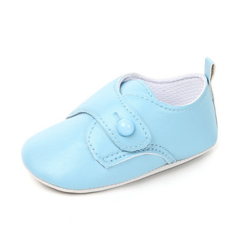 Обувки за новородено момче Кожени мокасини за малко дете First Walker Ежедневни мокасини с копчета Детски плътни обувки за учене на ходене