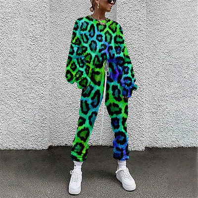 Tie Dye Treninguri largi Îmbrăcăminte de lounge Femei Casual Set două piese Spring Street Tricou Topuri și Jogger Set Costume 2buc Ținute