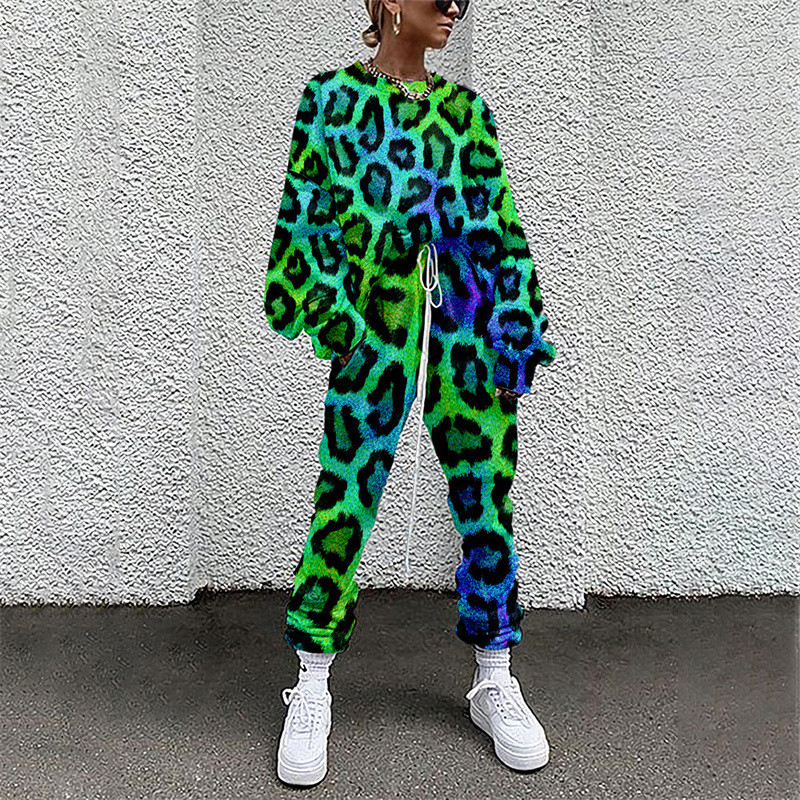 Tie Dye Treninguri largi Îmbrăcăminte de lounge Femei Casual Set două piese Spring Street Tricou Topuri și Jogger Set Costume 2buc Ținute