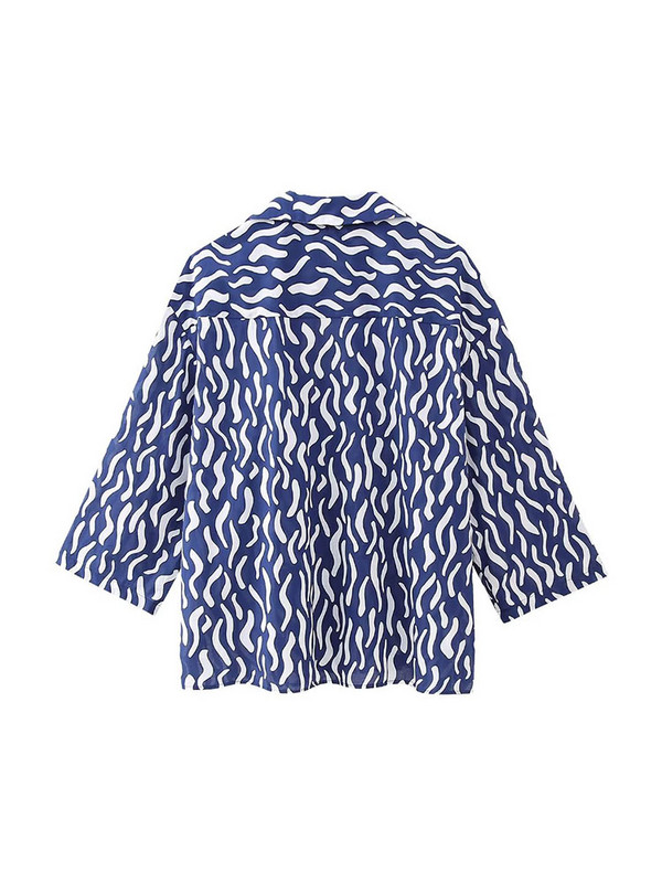 TELLHONEY Ženske modne bluze s V-izrezom, jednoredno kopčanje, patentni zatvarač sprijeda s džepovima, hlače, dvodijelni set s ležernim printom