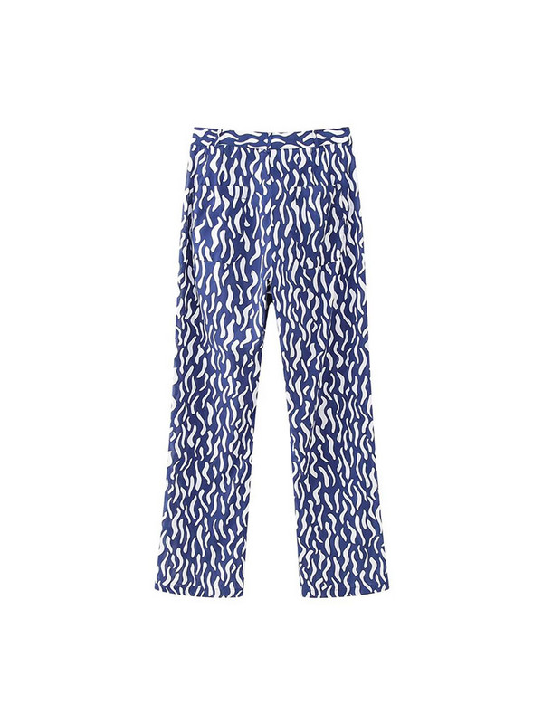 TELLHONEY Ženske modne bluze s V-izrezom, jednoredno kopčanje, patentni zatvarač sprijeda s džepovima, hlače, dvodijelni set s ležernim printom