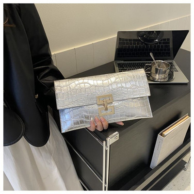 Poșete de seară Genți pentru femei Genți plic argintii, de modă, din piele de lux, portofel clutch, pentru petrecere de nuntă, posetă de bal