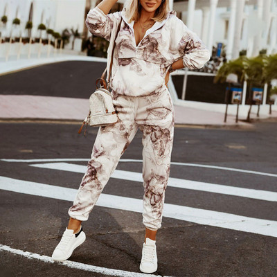 Naiste dressiülikonna 2-osaline komplekt, pikkade varrukatega kaheosaline kampsun, moodne võrega tõmblukk, vabaaja taskupüksid, naiste ülikond