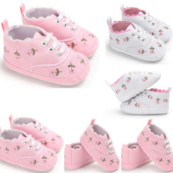 lioraitiin Летни бебешки бебешки момичета Мека подметка Детско креватче Платнени обувки със сладки цветя