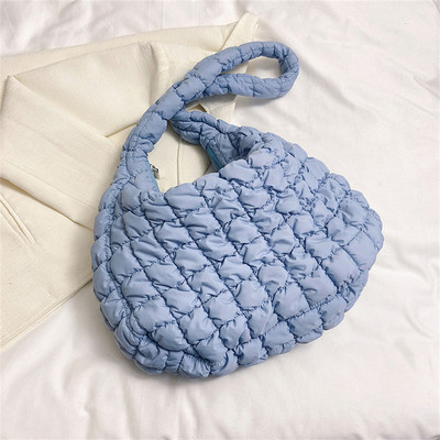 Ženska torba za kupovinu skitnica u 10 boja, prošiveni karirani dizajn, najlon i pamuk, torbe preko ramena, trend ženske torbe velikog kapaciteta