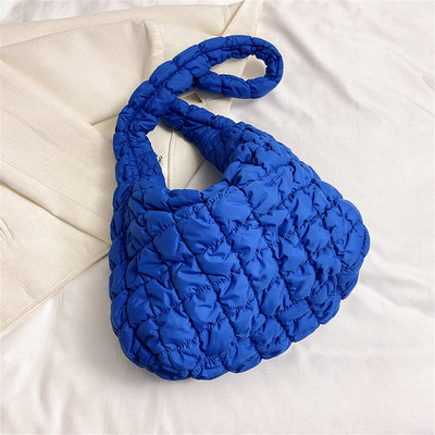 Ženska torba za kupovinu skitnica u 10 boja, prošiveni karirani dizajn, najlon i pamuk, torbe preko ramena, trend ženske torbe velikog kapaciteta