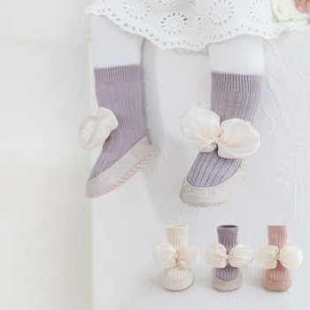 Бебешки обувки за момичета Пеперуден възел Принцеса Памук Мека подметка Долно Противохлъзгащи се Обувки за подови чорапи 0-18M Бебешки малки деца Деца