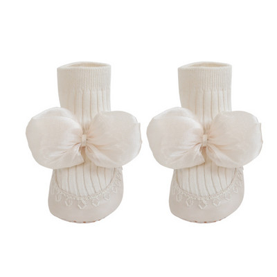 Pantof pentru fetiță, cu nod fluture, prințesă, bumbac, talpă moale, fund anti-alunecare, șosete de podea, pantofi 0-18 m sugari, copii mici