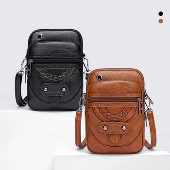 Ретро дамска чанта, мека кожена чанта за през рамо, чанта за мобилен телефон, през рамо, многофункционална квадратна чанта, портмоне за пазаруване Bolsa