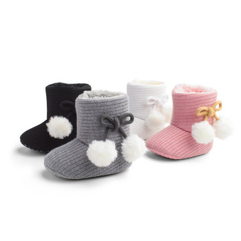 Нови зимни супер топли обувки за новородени момичета Първи проходилки Ботуши за бебета с мека подметка Неплъзгащи се ботуши