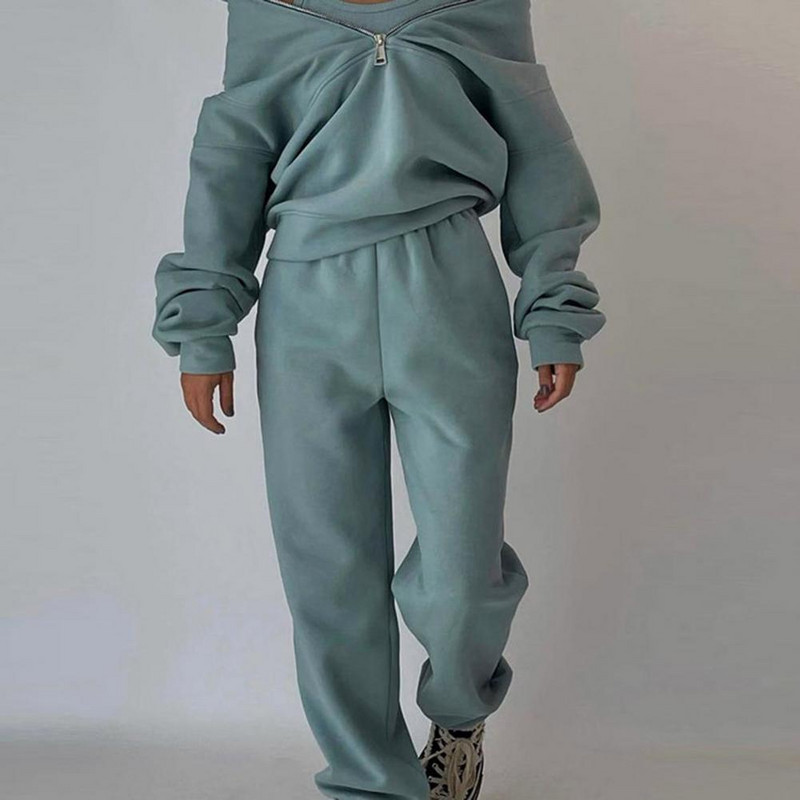 Set de trening pentru femei Set de pantaloni de hanorac Set elegant de două piese pentru femei pentru sporturile de toamnă de iarnă Trening confortabil pentru ocazional