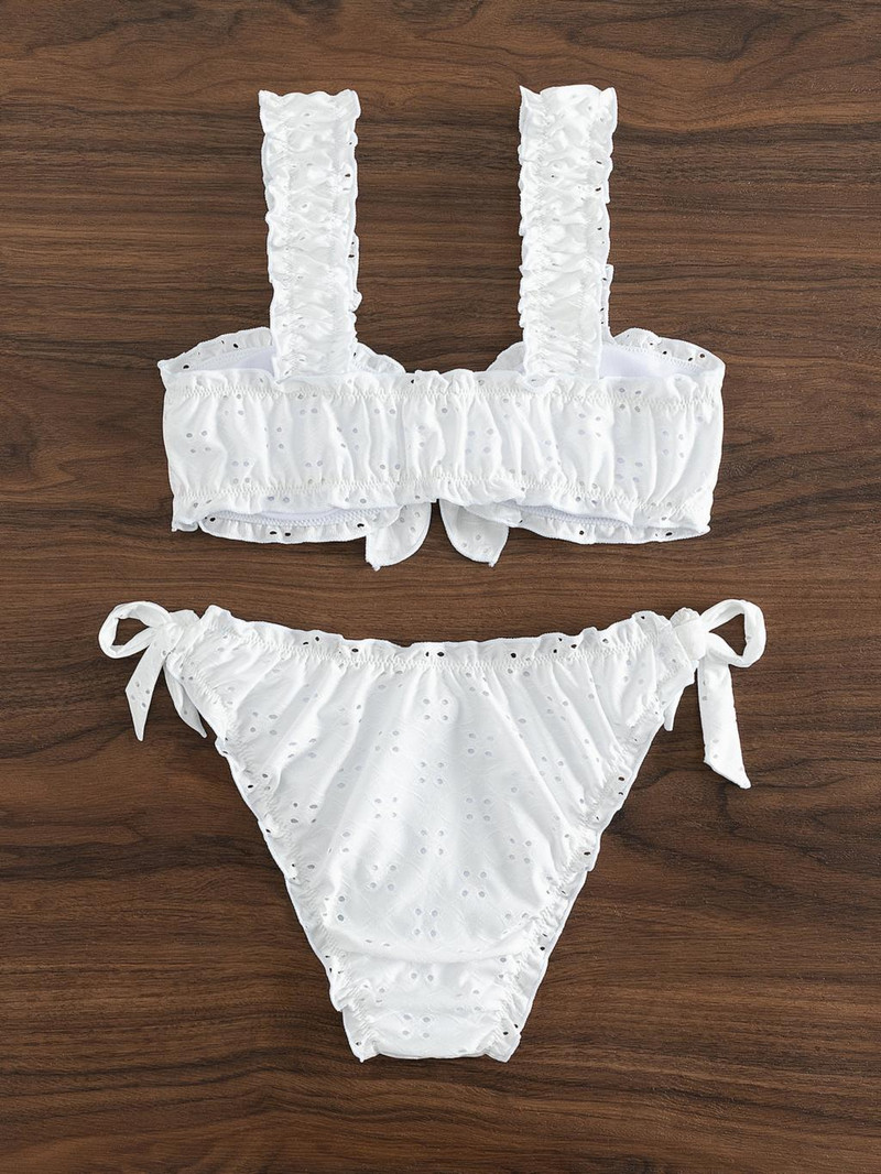 Schiffy Knot Bikini laterale cu cravată în față 2023 Costum de baie alb pentru femei Costume de baie pentru femei sexy baie pentru baie Costum de baie pentru plajă