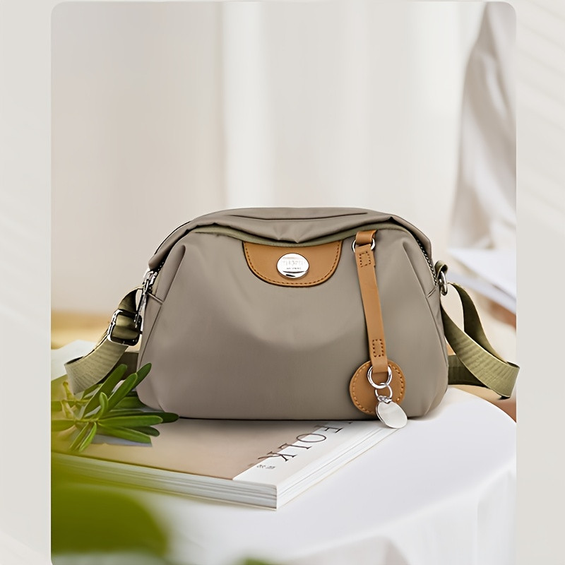 Geantă de umăr din nailon, geantă de damă, ușoară, de culoare solidă